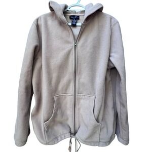 Stephanie Rogers Plus Size 1X Tan Fleece Full Zip Hoodie Jacket Drawstring Hem